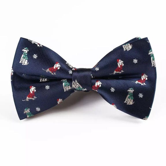 Weihnachtsfliege  DARK BLUE WITH X-MAS DOGS