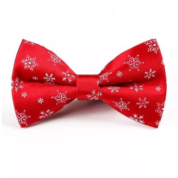 Weihnachtsfliege  RED WITH SNOWFLAKES