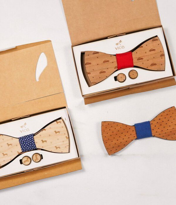 Fliege Holz Autos mit Manschettenknöpfe