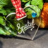 Spatzl Herz aus Acrylglas mit Gravur und kariertem Band