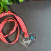 Spatzl Herz aus Acrylglas mit Gravur und kariertem Band