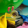 Herz aus Acrylglas zur Geburt mit 1g Feinsilber