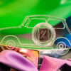 Automobil aus Acryglas mit 1g Feinsilber